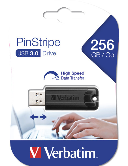 Verbatim PinStripe 3.0 - Memoria USB 3.0 da 256GB  - Nero