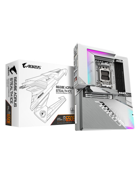 GIGABYTE B650E AORUS STEALTH ICE Scheda madre - AMD Ryzen serie 9000, VRM a 12+2+2 fasi, fino a 8000 MHz DDR5 (OC), 1xPCIe 5.0 +