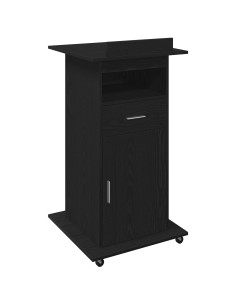 Podio con ruota Rovere Nero 55 x 55 x 107 cm Legno multistrato