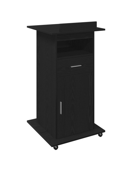 Podio con ruota Rovere Nero 55 x 55 x 107 cm Legno multistrato