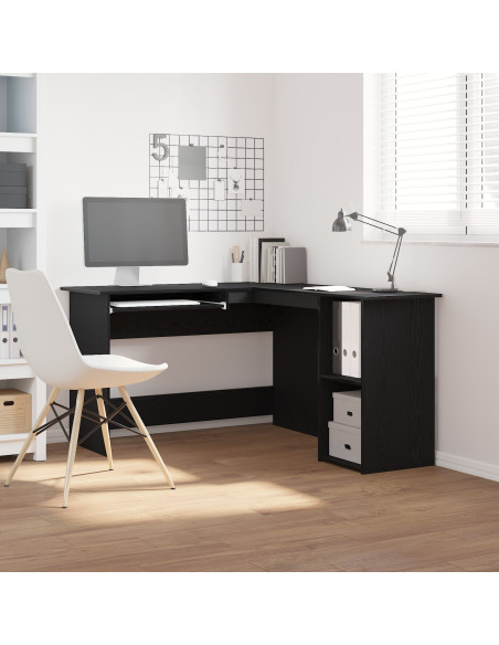 Scrivania  Nero Rovere 120x140x75 cm in Legno ingegnerizzato
