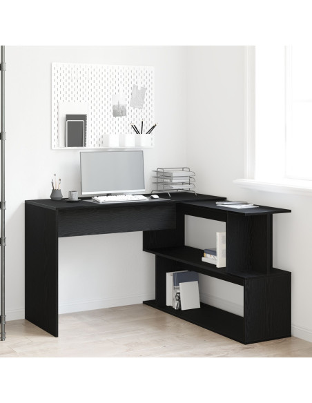 Scrivania  Nera Rovere 200x50x76 cm in Legno ingegnerizzato