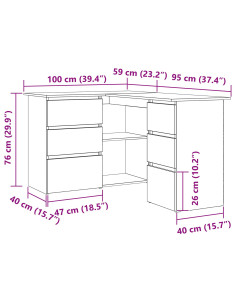 Scrivania Rovere Nero 145 x 100 x 76 cm Legno multistrato 2