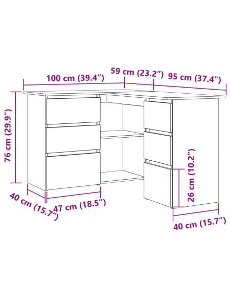 Scrivania Rovere Nero 145 x 100 x 76 cm Legno multistrato