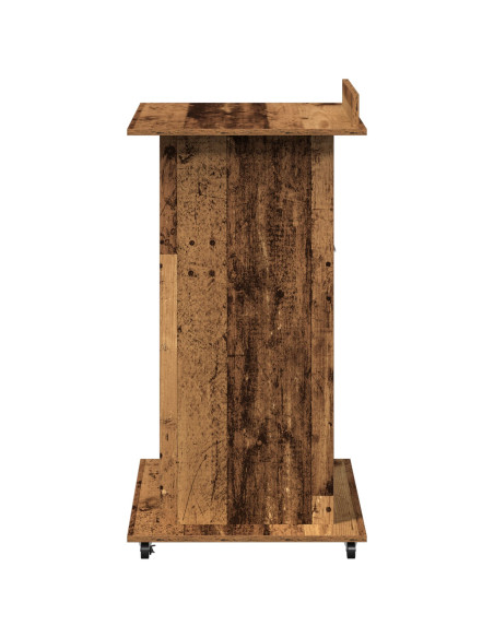 Leggio Podio con Ruote Legno Vecchio Legno Ingegnerizzato