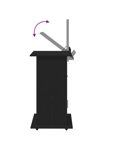 Podio con ruota Rovere Nero 55 x 55 x 107 cm Legno multistrato