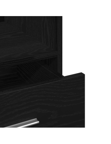 Podio con ruota Rovere Nero 55 x 55 x 107 cm Legno multistrato