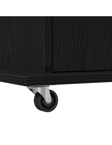 Podio con ruota Rovere Nero 55 x 55 x 107 cm Legno multistrato