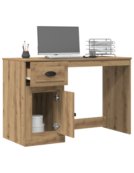 Scrivania  con spazio di archiviazione in rovere artigianale 50x115x75 cm in legno ingegnerizzato