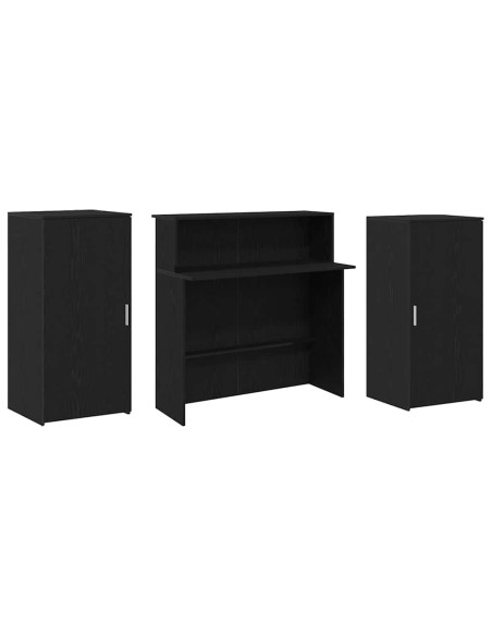 Banco Reception Rovere Nero 200x50x103,5 cm Legno Multistrato