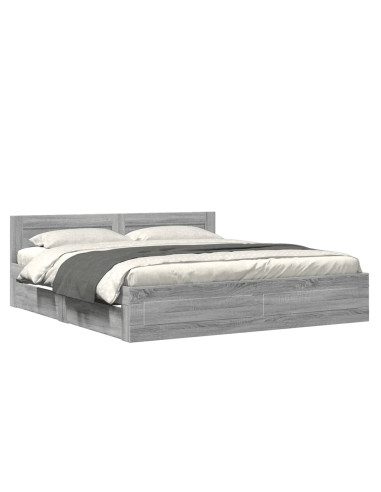 Giroletto Testiera Grigio Sonoma 180x200 cm Legno Multistrato