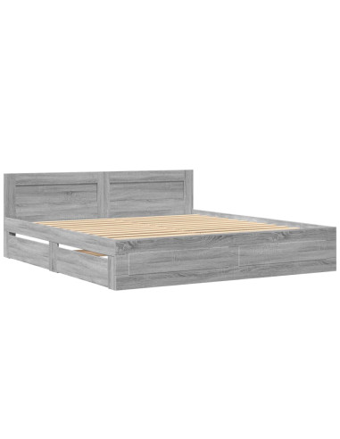 Giroletto Testiera Grigio Sonoma 180x200 cm Legno Multistrato