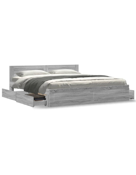 Giroletto Testiera Grigio Sonoma 180x200 cm Legno Multistrato