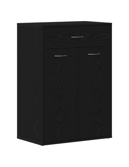 Armadio Scarpe  Nero Rovere 60x35x84 cm in Legno Ingegnerizzato