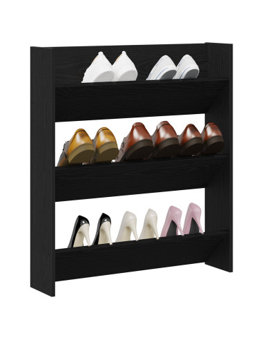 Mobile per scarpe Rovere Nero 80 x 18 x 90 cm Legno multistrato