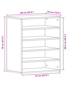 Mobile per scarpe Rovere Nero 60 x 35 x 70 cm Legno multistrato