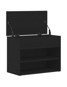 Panca per scarpe Rovere Nero 60 x 30 x 45 cm Legno multistrato