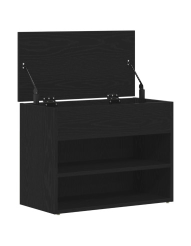 Panca per scarpe Rovere Nero 60 x 30 x 45 cm Legno multistrato