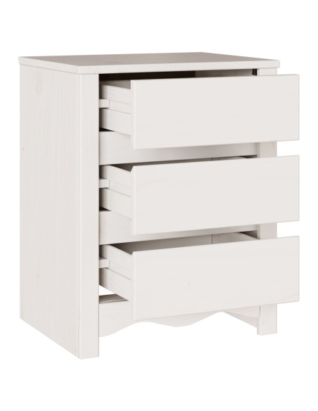 Comodino  ""DRAMMEN"" Bianco 45x35x56 cm in Legno solidale di Pino