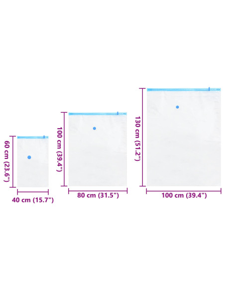 Sacchetti per Stoccaggio 10 pcs Trasparente e Blu 130 x 100 cm