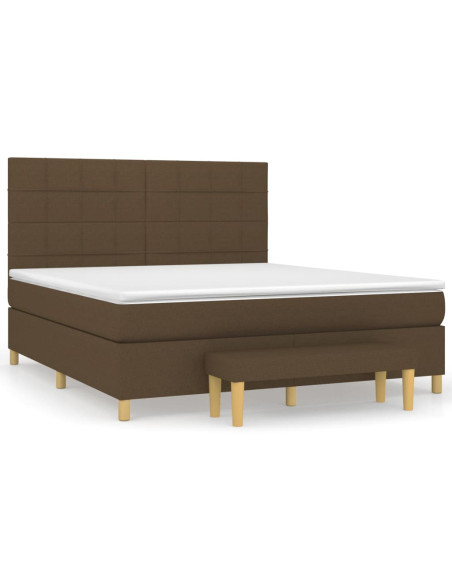 Giroletto a Molle con Materasso Marrone Scuro 160x200cm Tessuto