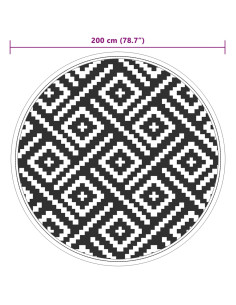 Tappeto da Esterni Bianco e Nero Ø200 cm in PP