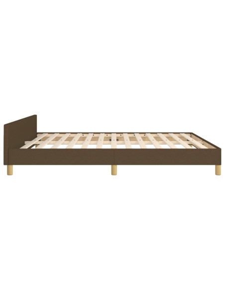 Giroletto con Testiera Marrone Scuro 160x200 cm in Tessuto