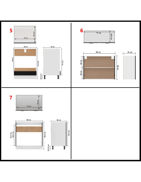 Set Armadi da Cucina 7 pz Nero in Truciolato