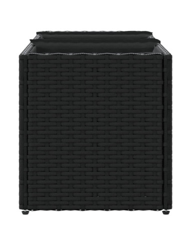 Fioriera da Giardino con 3 Vasi Nera 105x30x32 cm in Polyrattan
