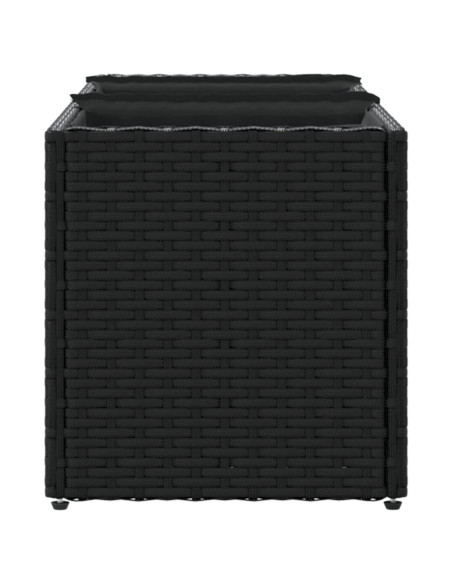 Fioriera da Giardino con 3 Vasi Nera 105x30x32 cm in Polyrattan