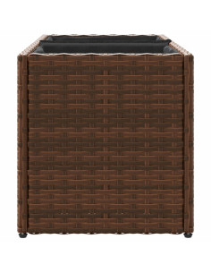 Fioriera da Giardino con 2 Vasi Marrone 72x30x32 cm Polyrattan