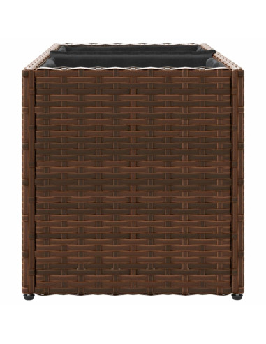 Fioriera da Giardino con 2 Vasi Marrone 72x30x32 cm Polyrattan