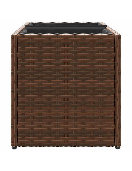 Fioriera da Giardino con 2 Vasi Marrone 72x30x32 cm Polyrattan