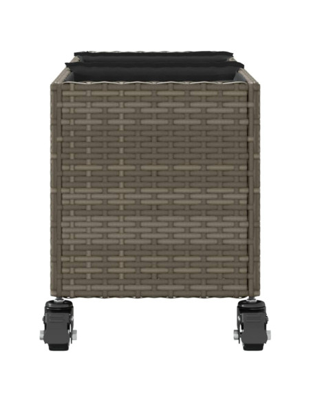 Fioriera con Ruote e 3 Vasi Grigia 107x32x38 cm in Polyrattan