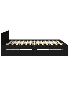 Giroletto con Testiera Nero 180x200 cm in Legno Multistrato