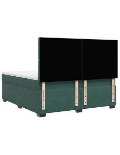 Giroletto a Molle con Materasso Verde Scuro 180x200 cm Velluto