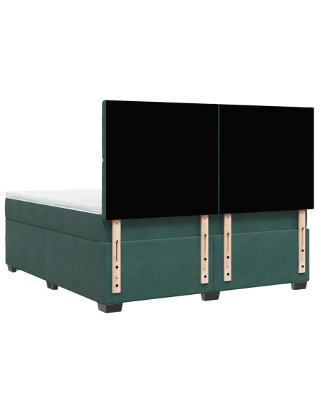 Giroletto a Molle con Materasso Verde Scuro 180x200 cm Velluto