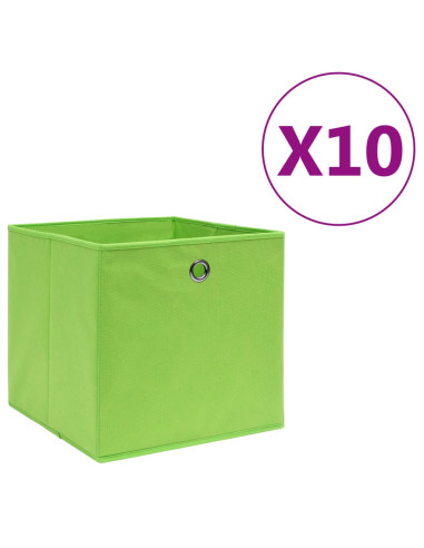 Contenitori 10 pz in Tessuto non Tessuto 28x28x28 cm Verde