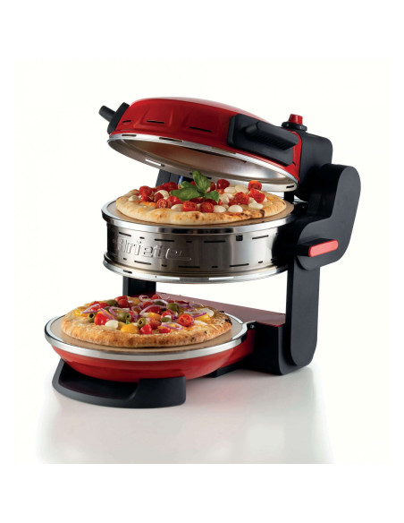 Ariete 927 Pizzeria , Forno pizza doppio, 2300 W, 2 pietre refrattarie, 2 pizze in 4 minuti, 2 termostati, Diametro 32 cm, 5 liv