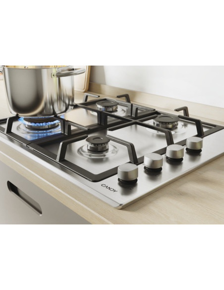 Candy Idea CHG6LX Acciaio inox Da incasso 60 cm Gas 4 Fornello(i)