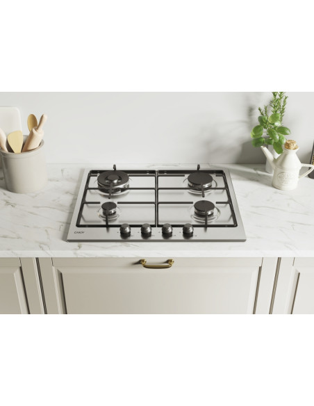 Candy Classic CHW6BR4WTX Acciaio inox Da incasso 59 cm Gas 4 Fornello(i)