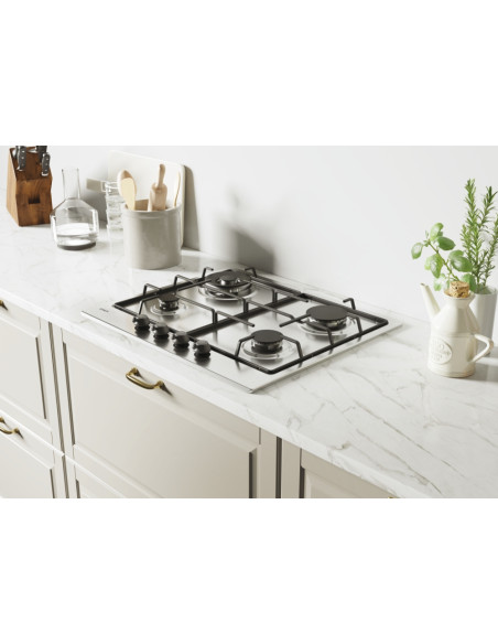 Candy Classic CHW6BR4WTX Acciaio inox Da incasso 59 cm Gas 4 Fornello(i)