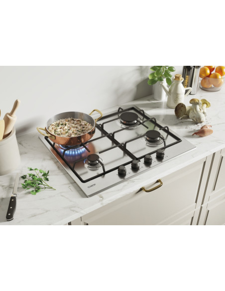 Candy Classic CHW6BR4WTX Acciaio inox Da incasso 59 cm Gas 4 Fornello(i)