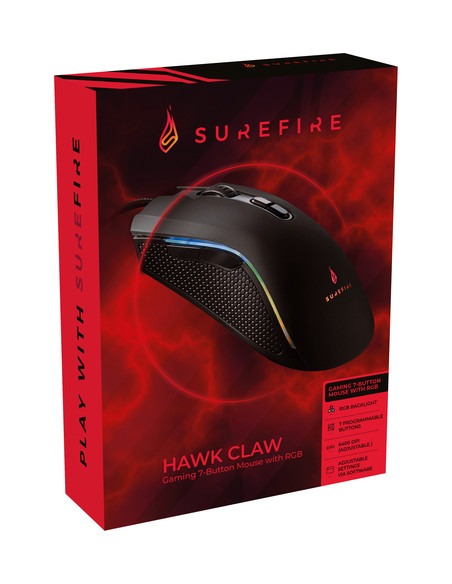 SureFire Hawk Claw mouse Gaming Mano destra USB tipo A Ottico 6400 DPI