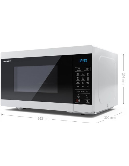 Sharp YC-MG81E-W forno a microonde Nero, Bianco Microonde con grill Superficie piana 28 L 900 W