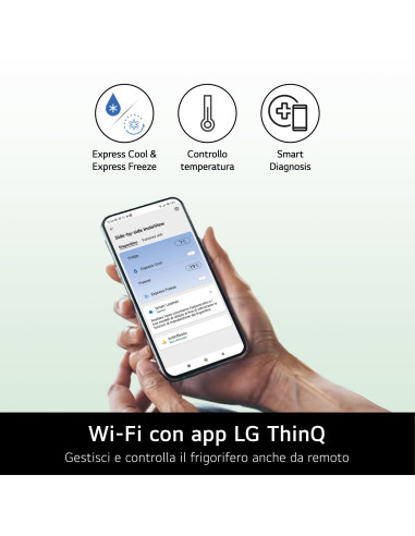 LG GBB569NSAGB Frigorifero combinato 70cm, Classe D, 462L, Wi-Fi, No frost, Grigio