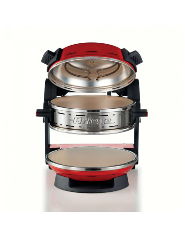 Ariete 927 Pizzeria , Forno pizza doppio, 2300 W, 2 pietre refrattarie, 2 pizze in 4 minuti, 2 termostati, Diametro 32 cm, 5 liv