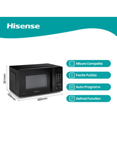Hisense H20MOBSD1H Nero Solo microonde Superficie piana 20 L 700 W