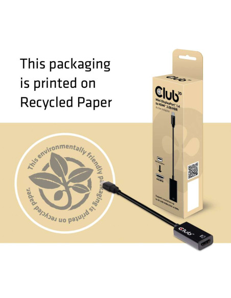 CLUB3D Mini DisplayPort 1.4 to HDMI 2.0b HDR Active Adapter