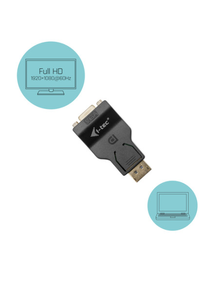 i-tec DP2VGAADA adattatore per inversione del genere dei cavi DisplayPort VGA Nero